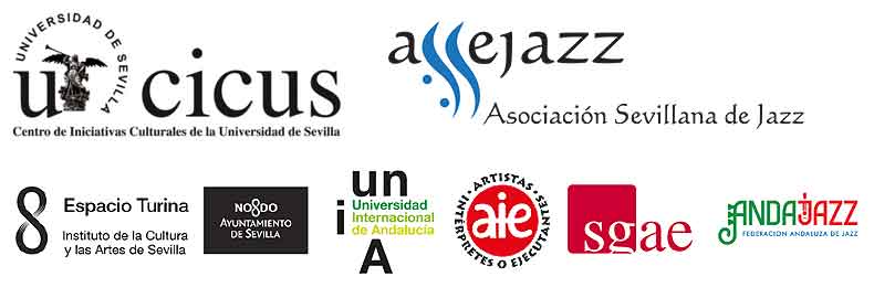 Logos Instituciones colaboradoras del 23 Festival de Jazz Universidad de Sevilla / Assejazz