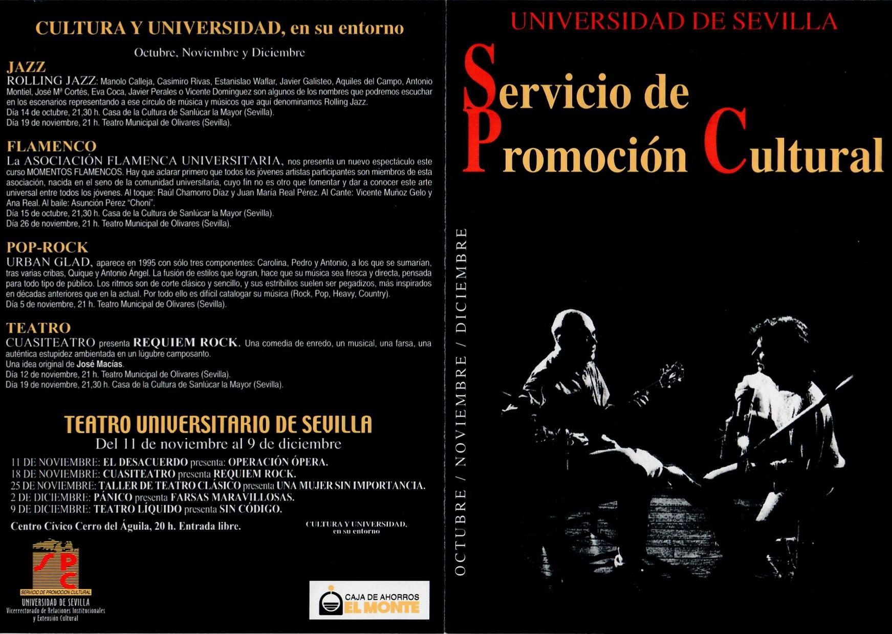 Folleto con programación del Servicio de Promoción Cultural. Universidad de Sevilla