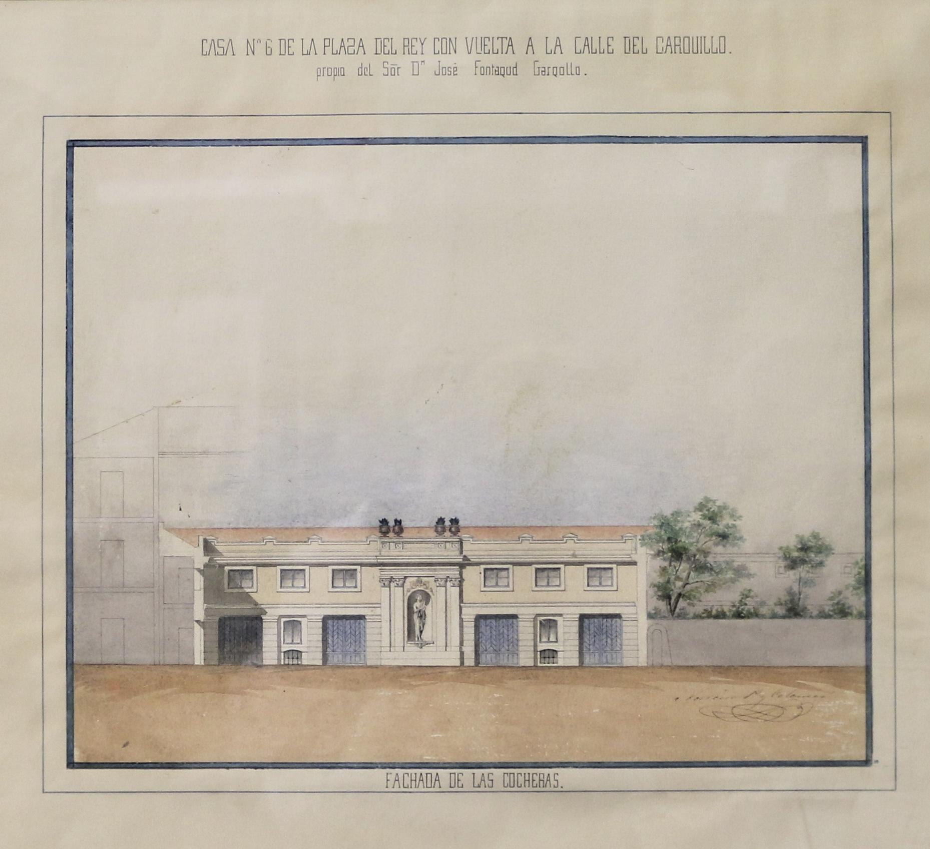 Casa nº6 de la Plaza del Rey con vuelta a Barquillo (Fachada de las cocheras)